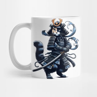 Cool Retro Cat Samurai Portrait Ninja Japan Art Mug